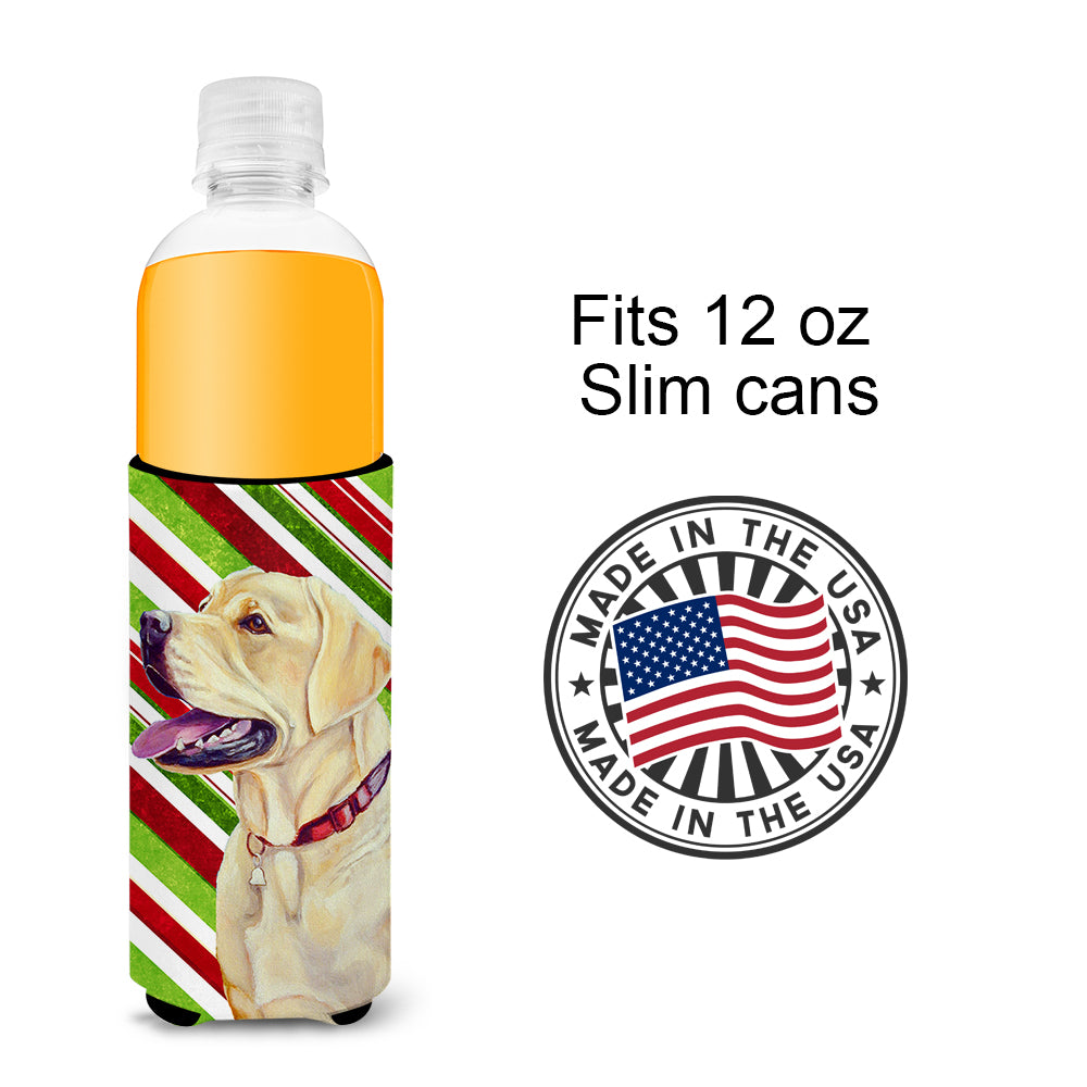 Labrador Candy Cane Holiday Christmas Ultra Beverage Insulators for slim cans LH9248MUK.