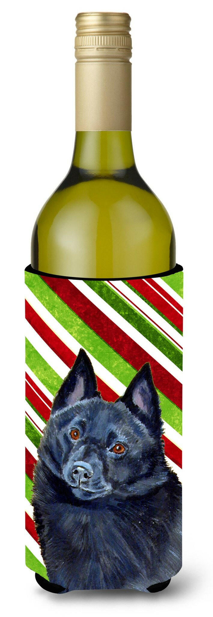 Schipperke Candy Cane Holiday Christmas Wine Bottle Beverage Insulator Beverage Insulator Hugger by Caroline&#39;s Treasures