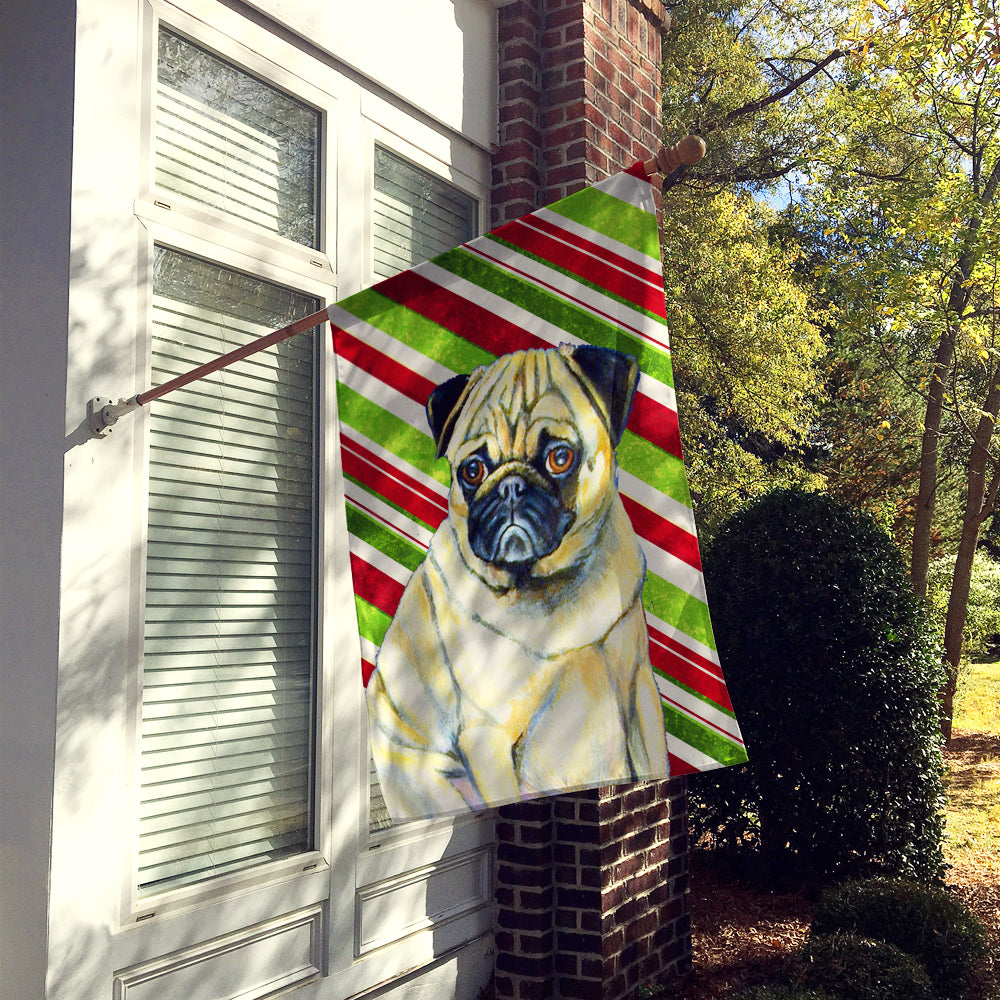 Pug Candy Cane Holiday Christmas  Flag Canvas House Size