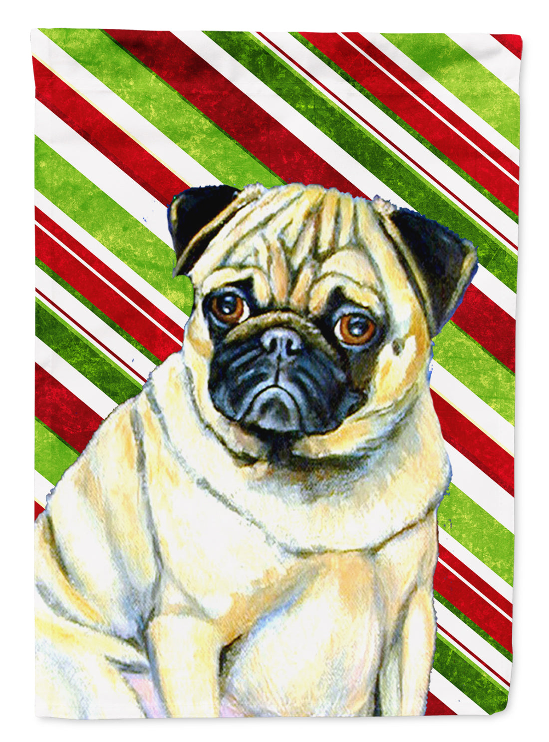 Pug Candy Cane Holiday Christmas  Flag Canvas House Size  the-store.com.