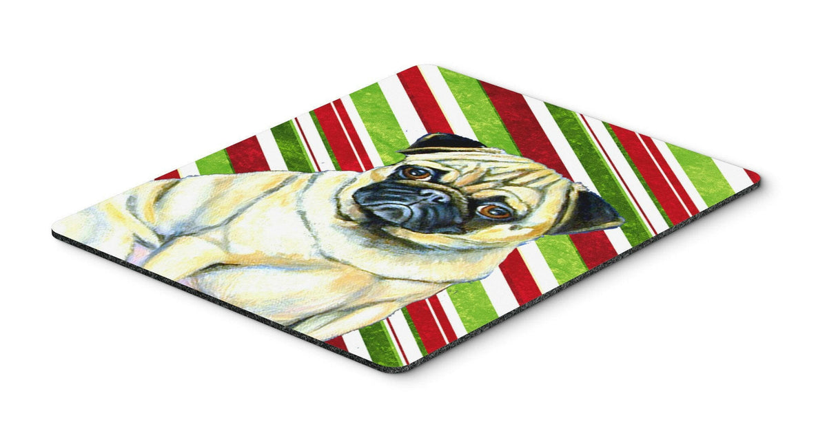Pug Candy Cane Holiday Christmas Mouse Pad, Hot Pad or Trivet by Caroline&#39;s Treasures