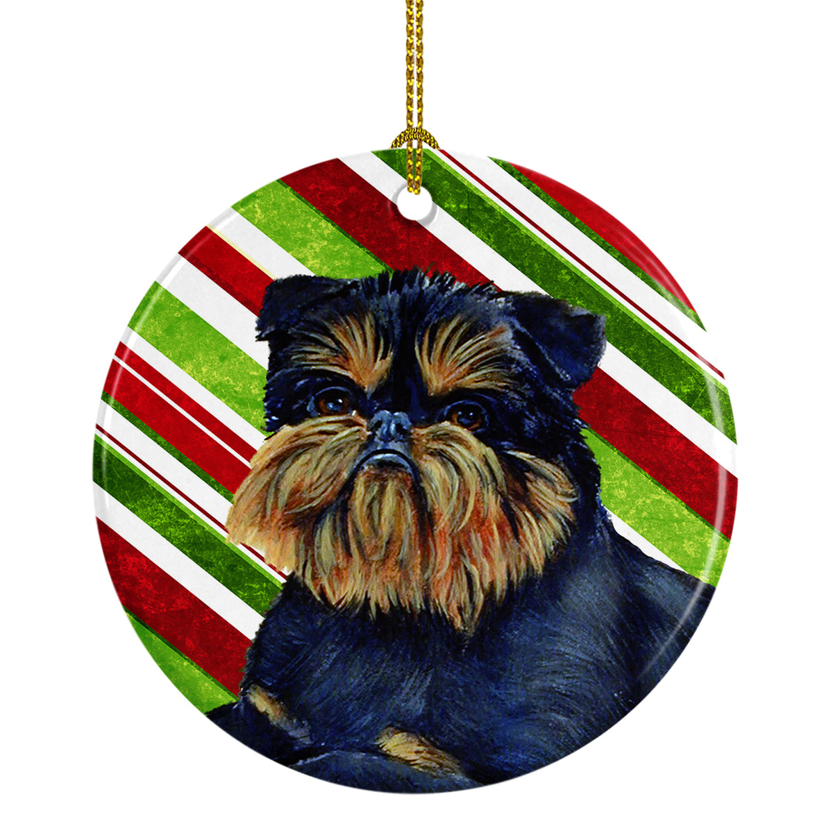 Brussels Griffon Candy Cane Holiday Christmas Ceramic Ornament LH9253 - the-store.com