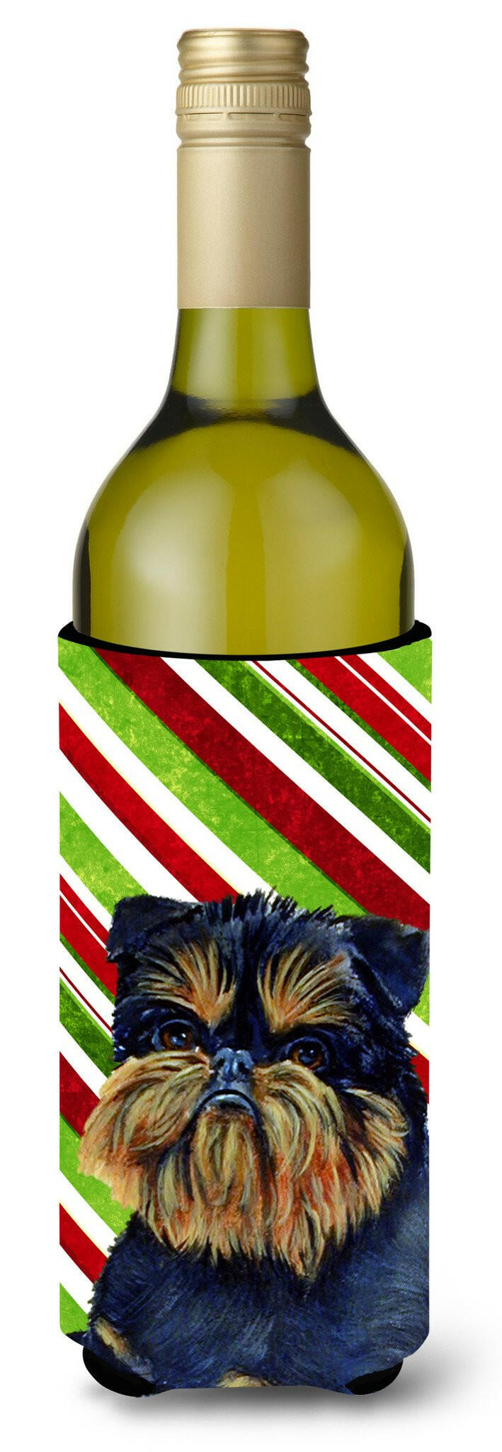 Brussels Griffon Candy Cane Holiday Christmas Wine Bottle Beverage Insulator Beverage Insulator Hugger by Caroline&#39;s Treasures