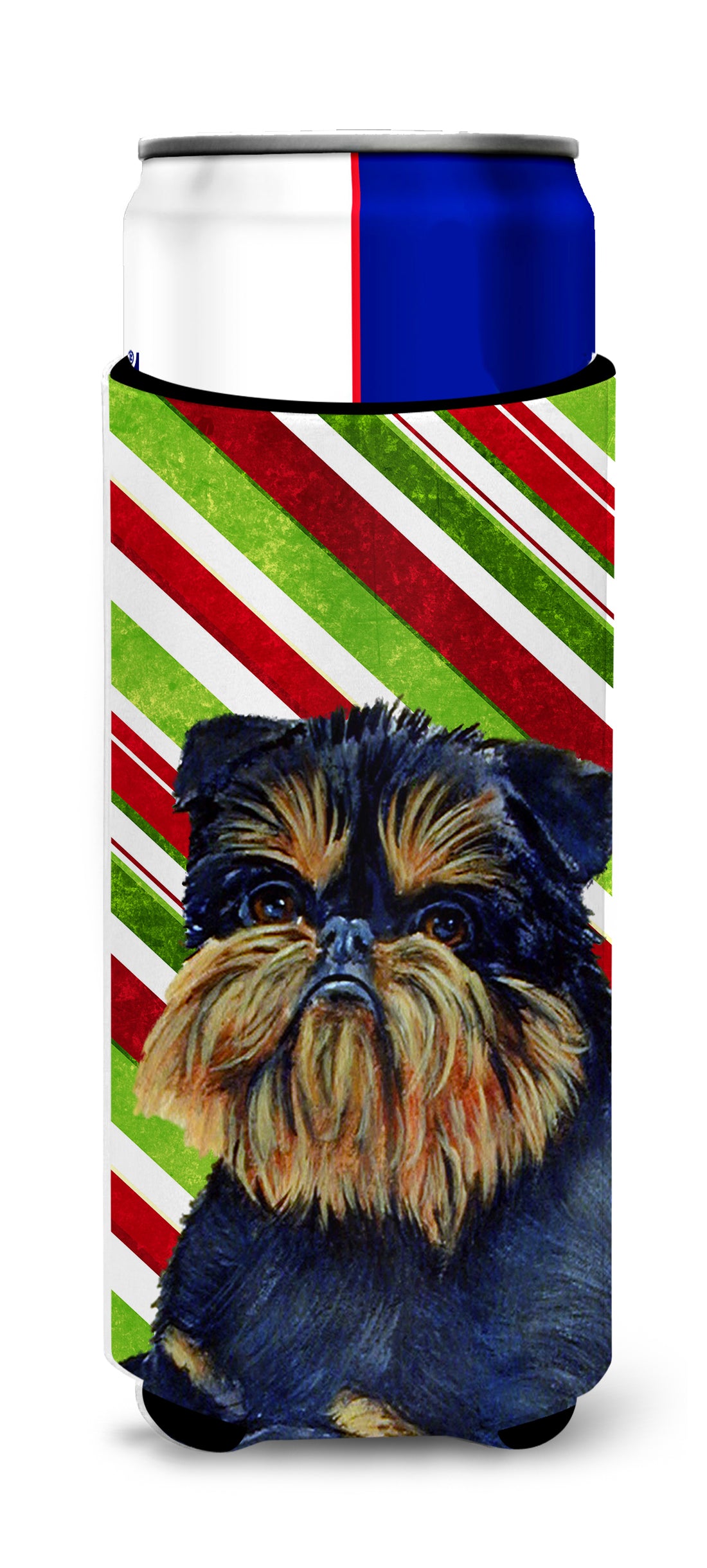 Brussels Griffon Candy Cane Holiday Christmas Ultra Beverage Insulators for slim cans LH9253MUK