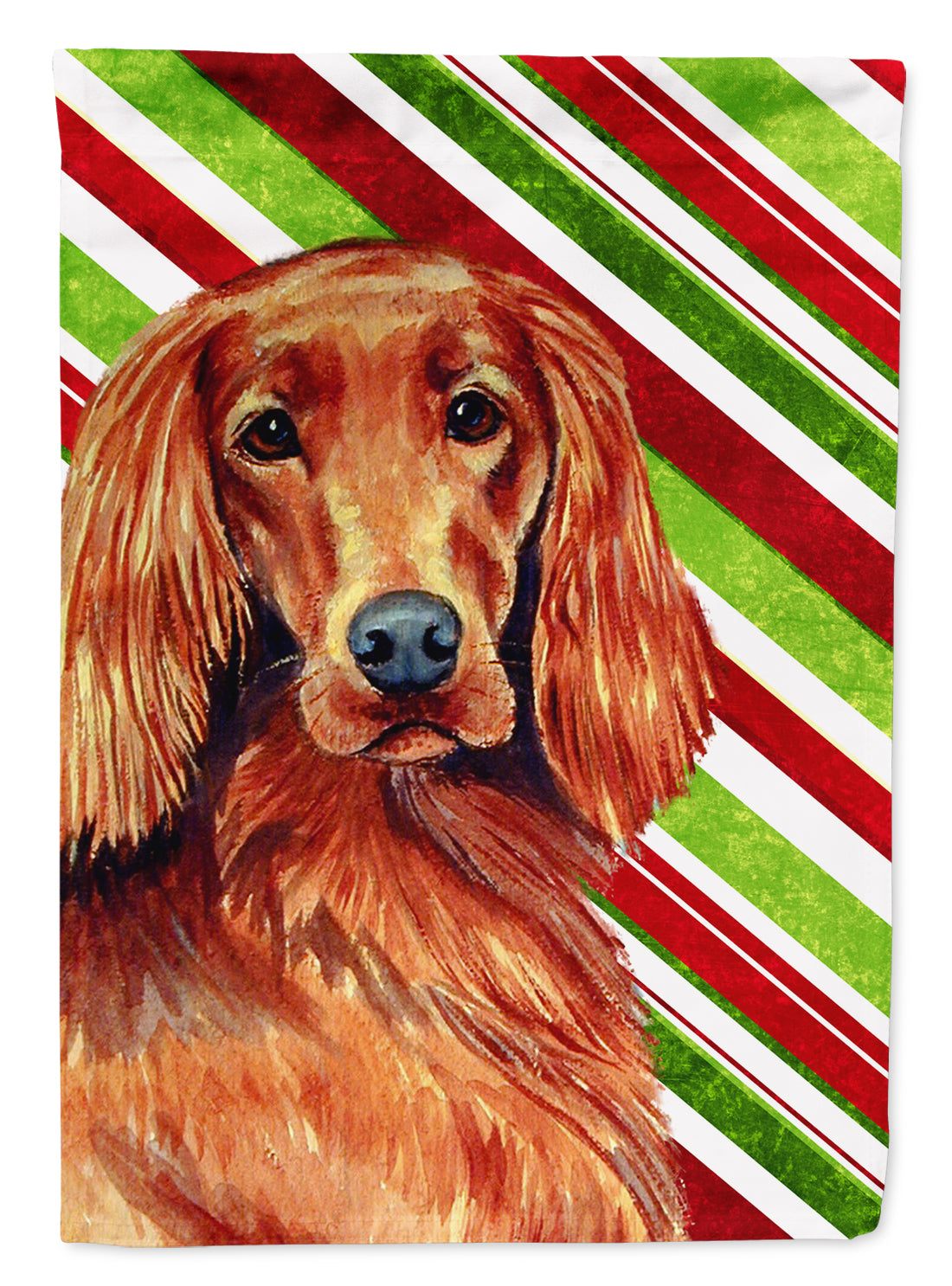 Irish Setter Candy Cane Holiday Christmas  Flag Canvas House Size  the-store.com.