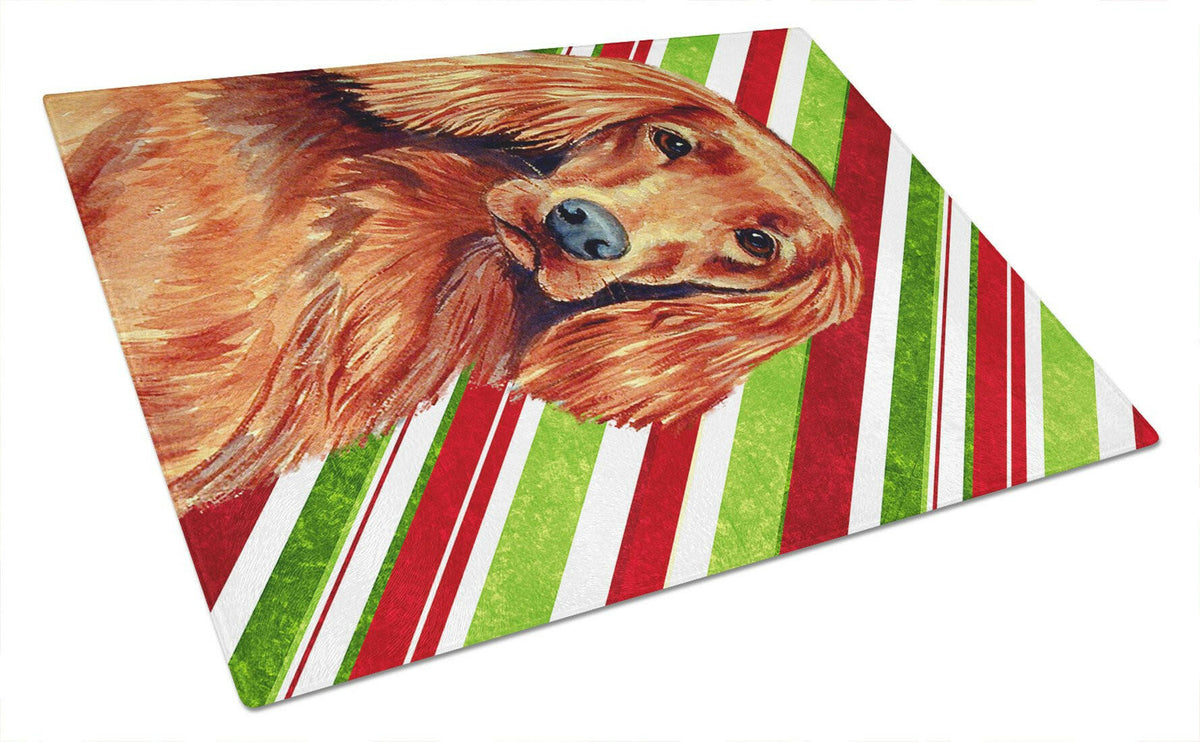 Irish Setter Candy Cane Holiday Christmas Glass Cutting Board Large by Caroline&#39;s Treasures