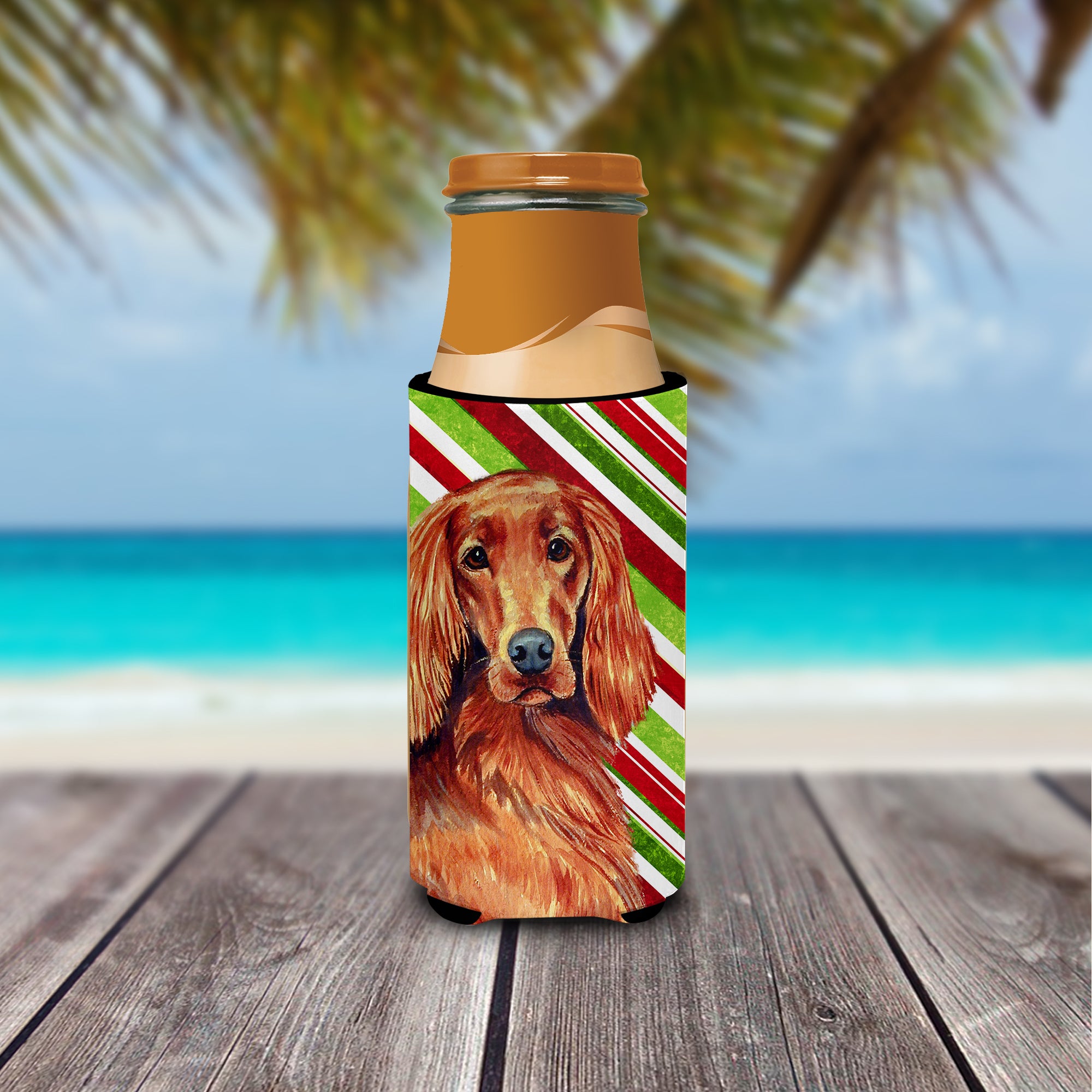 Irish Setter Candy Cane Holiday Christmas Ultra Beverage Isolateurs pour canettes minces LH9254MUK