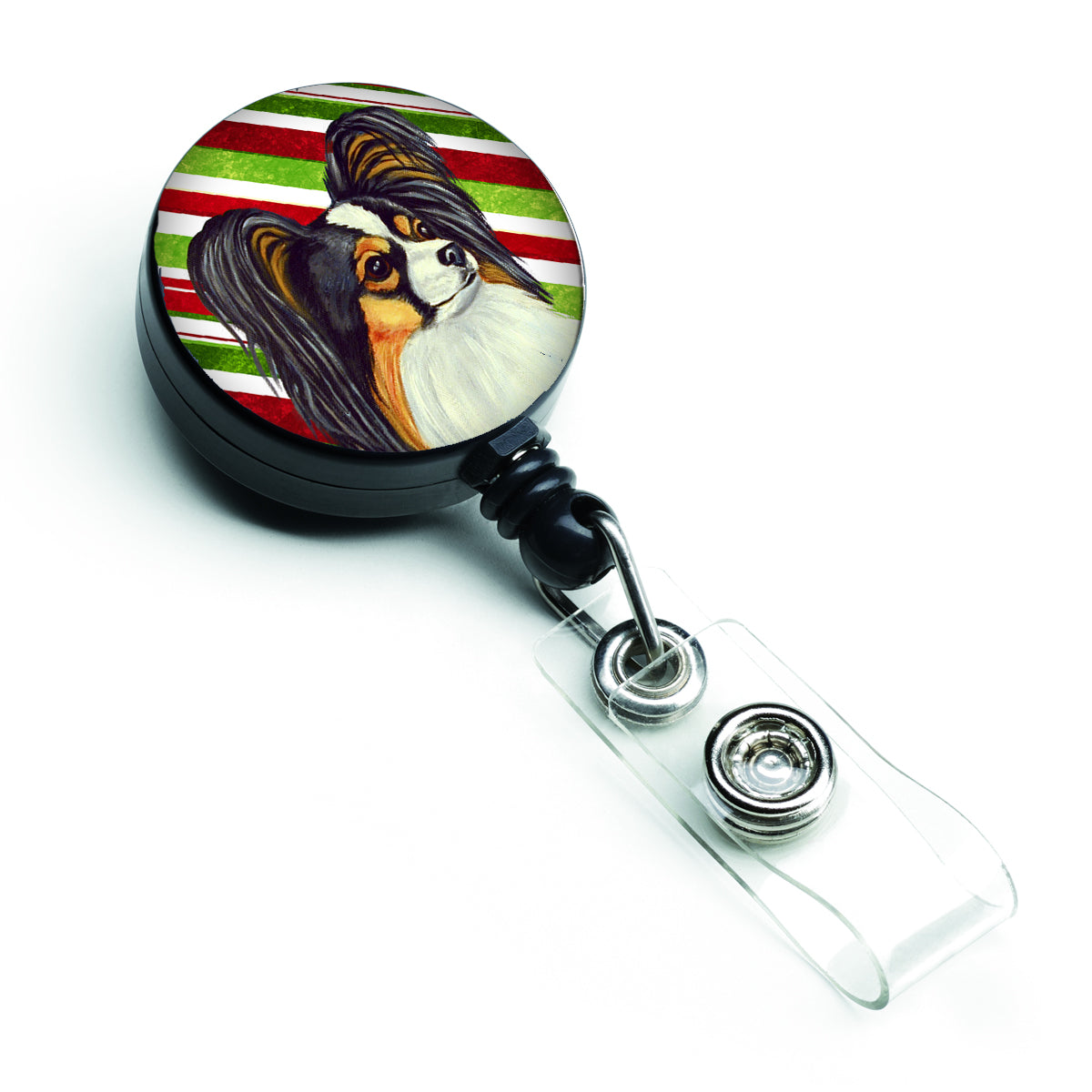 Papillon Candy Cane Holiday Christmas Retractable Badge Reel LH9255BR