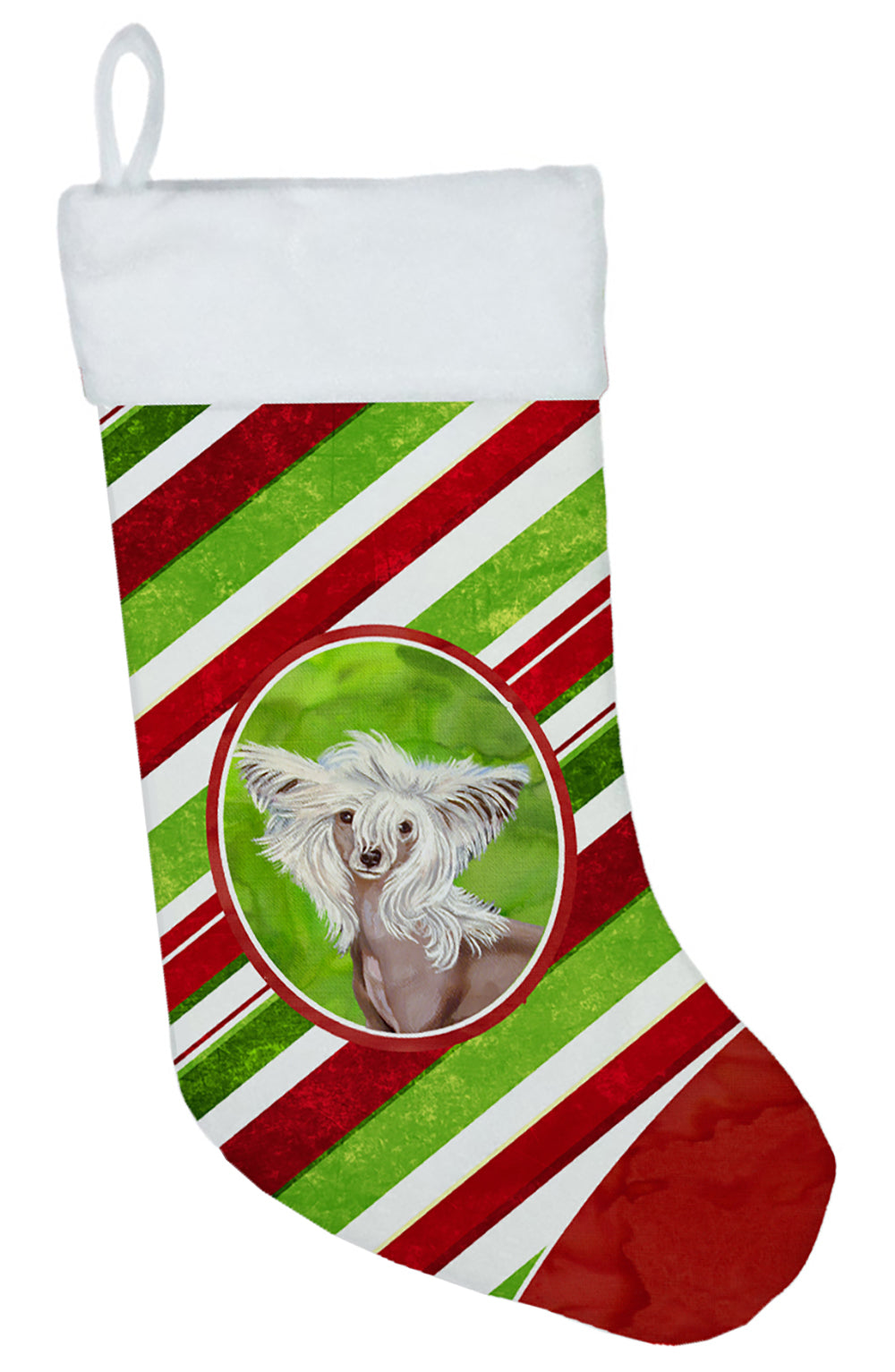Chinese Crested Candy Cane Holiday Christmas Christmas Stocking LH9257  the-store.com.