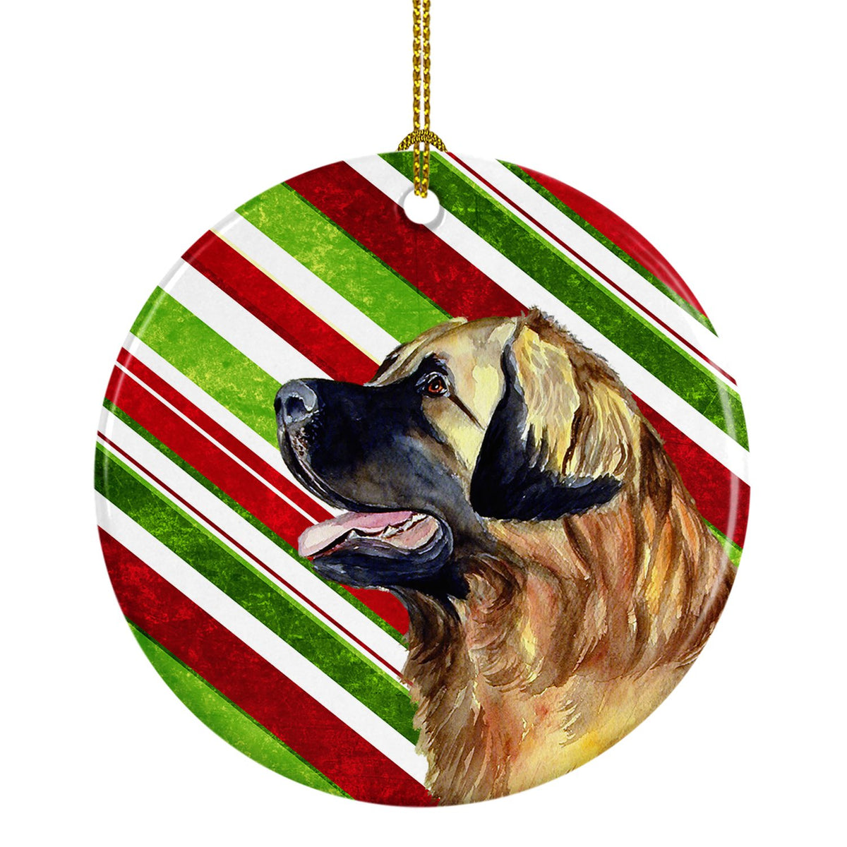 Leonberger Candy Cane Holiday Christmas Ceramic Ornament LH9258 by Caroline&#39;s Treasures
