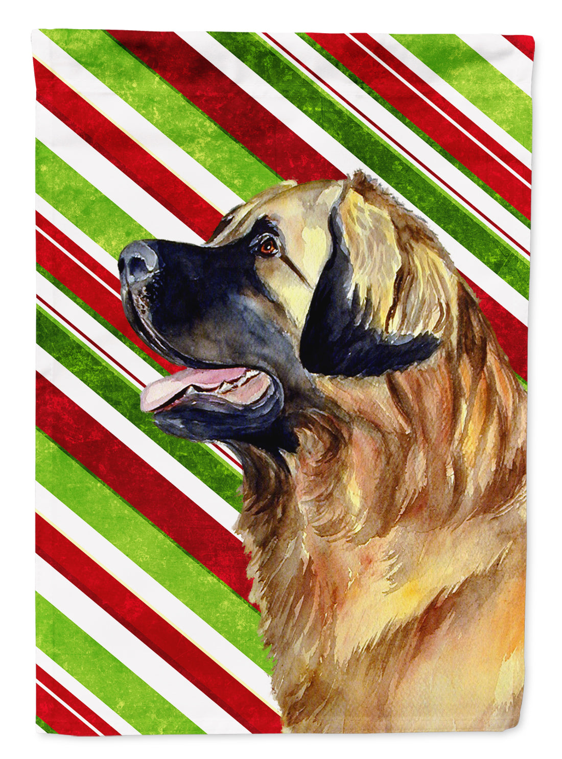 Leonberger Candy Cane Holiday Christmas  Flag Canvas House Size