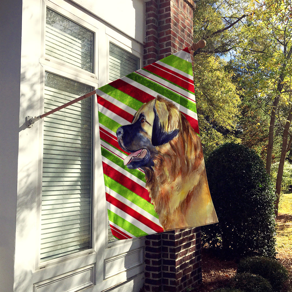 Leonberger Candy Cane Holiday Christmas  Flag Canvas House Size  the-store.com.