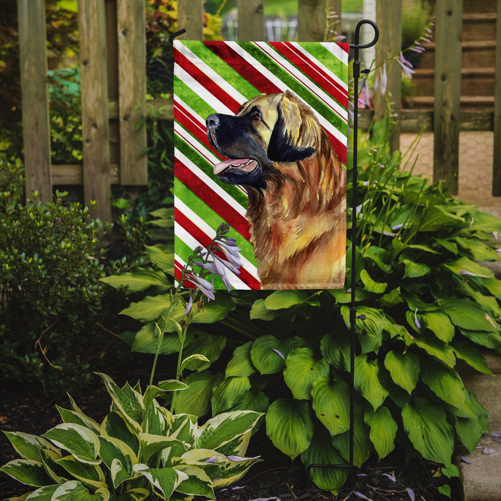 Leonberger Candy Cane Holiday Christmas  Flag Garden Size