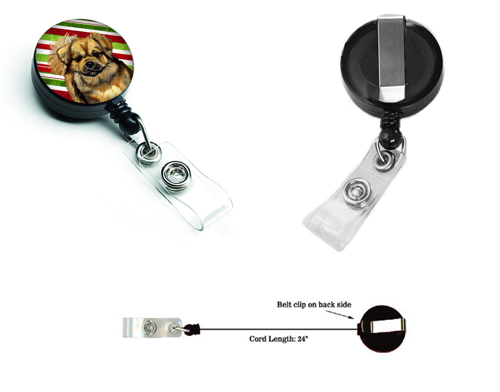 Tibetan Spaniel Candy Cane Holiday Christmas Retractable Badge Reel LH9259BR  the-store.com.