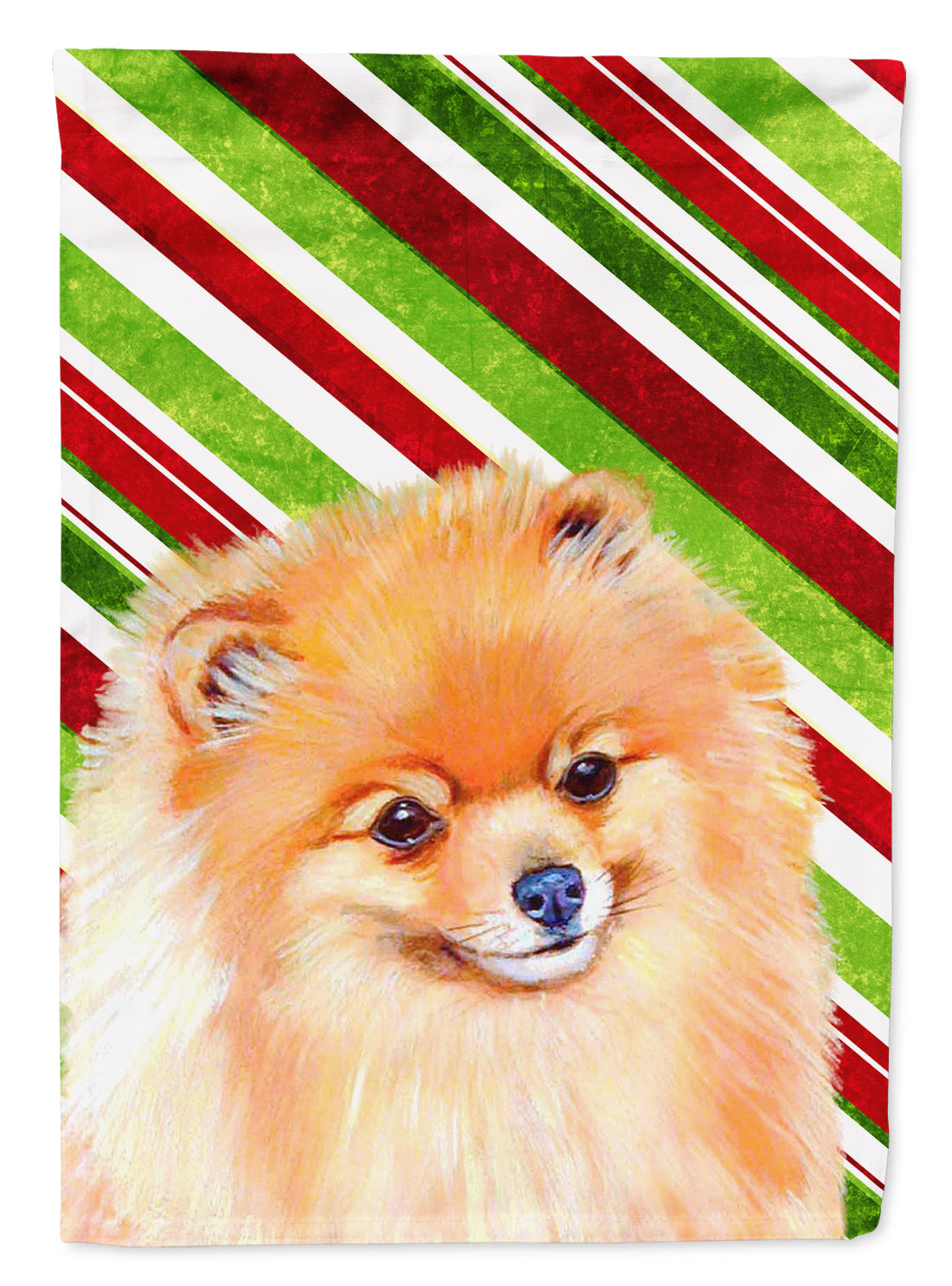 Pomeranian Candy Cane Holiday Christmas  Flag Canvas House Size  the-store.com.