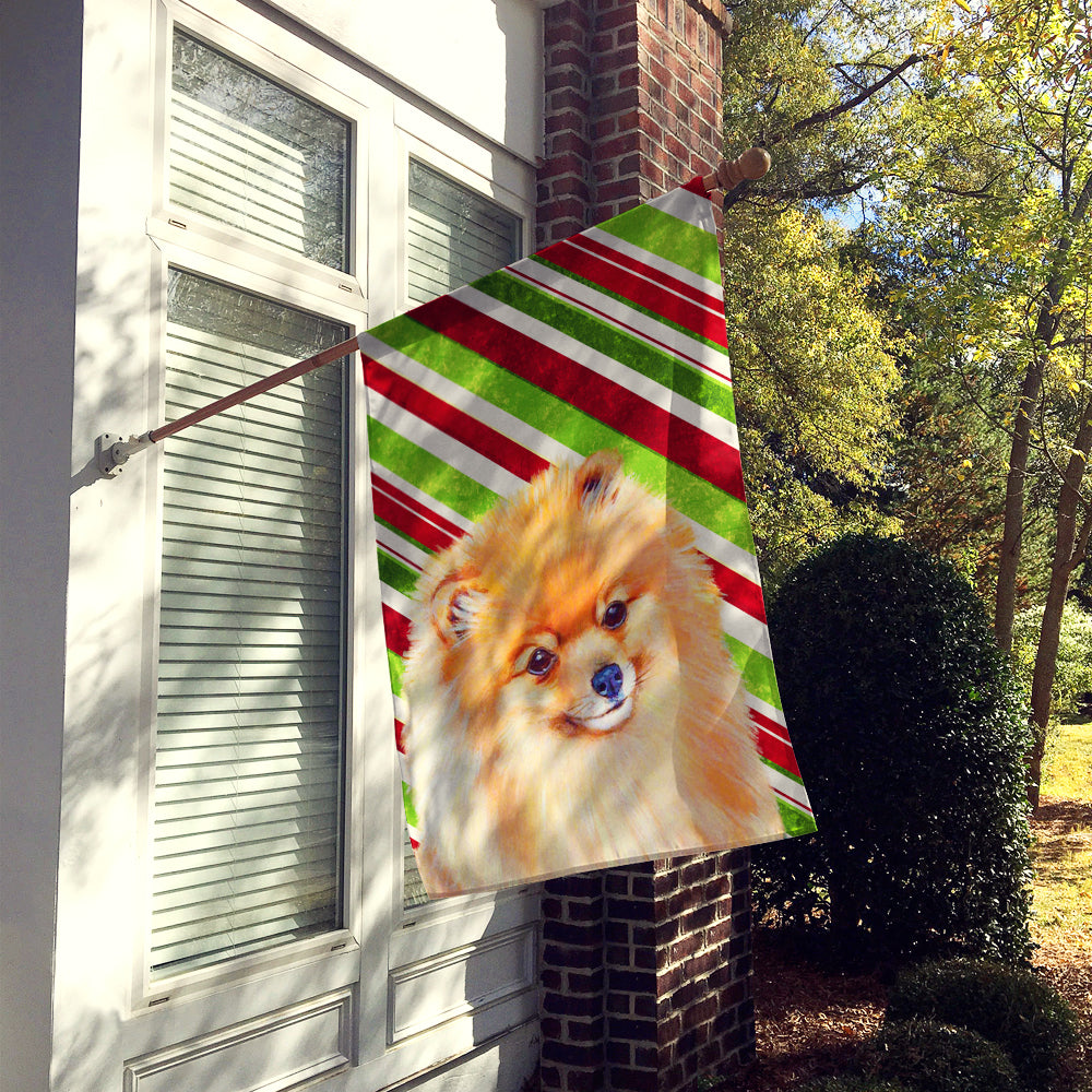 Pomeranian Candy Cane Holiday Christmas  Flag Canvas House Size
