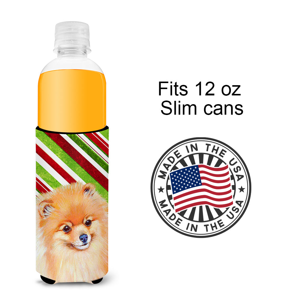 Pomeranian Candy Cane Holiday Christmas Ultra Beverage Insulators for slim cans LH9260MUK