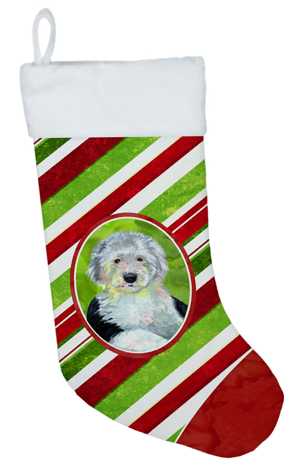 Old English Sheepdog Candy Cane Holiday Christmas Christmas Stocking LH9261  the-store.com.