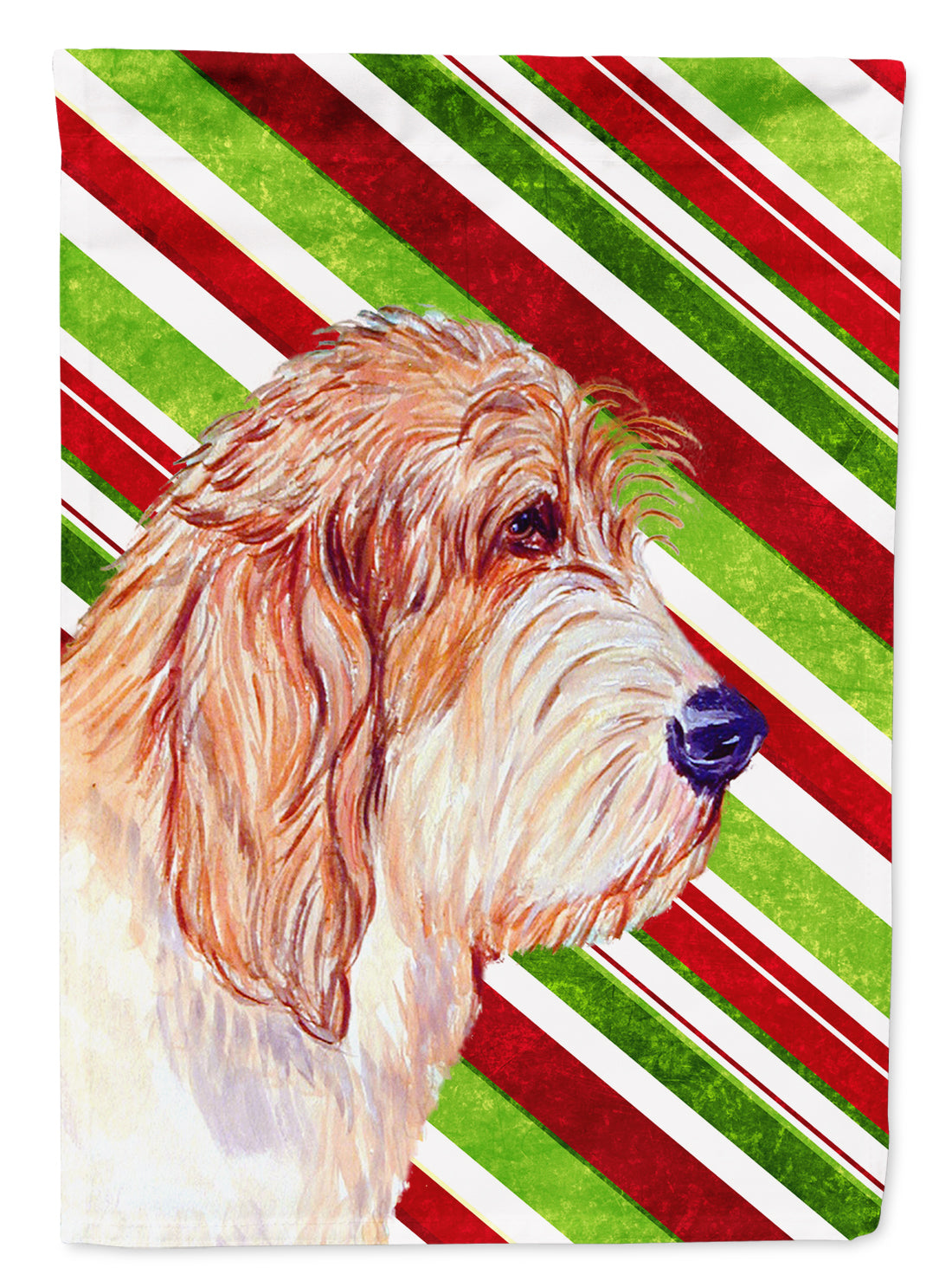 Petit Basset Griffon Vendeen Candy Cane Holiday Christmas  Flag  House Size  the-store.com.