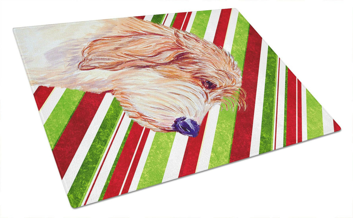 Petit Basset Griffon Vendeen Candy Cane Christmas Glass Cutting Board Large by Caroline&#39;s Treasures