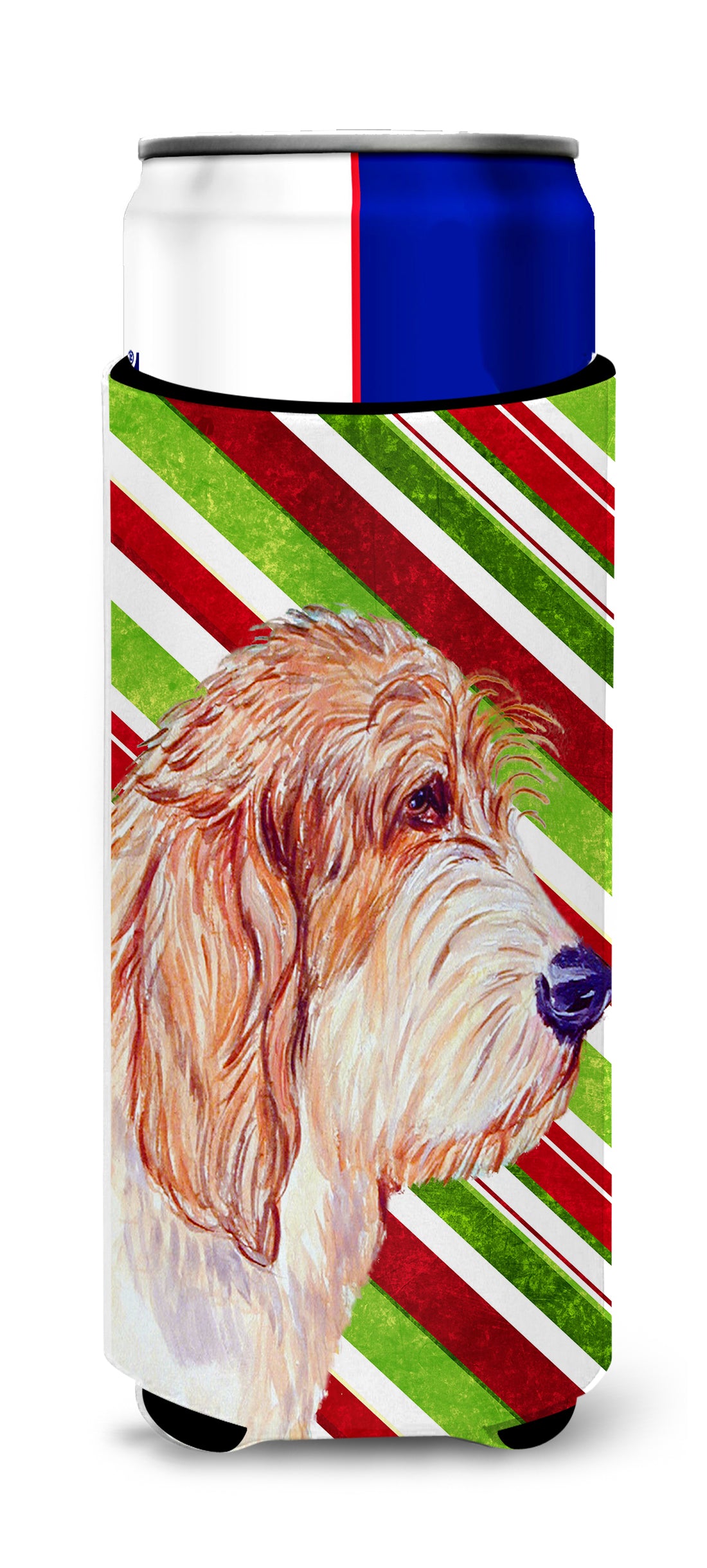 Petit Basset Griffon Vendeen Candy Cane Holiday Christmas Ultra Beverage Insulators for slim cans LH9262MUK