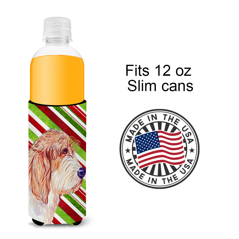 Petit Basset Griffon Vendeen Candy Cane Holiday Christmas Ultra Beverage Insulators for slim cans LH9262MUK.