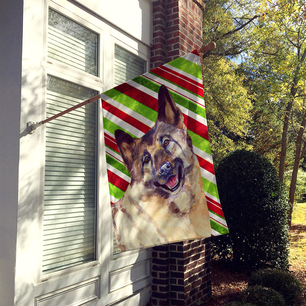 Norwegian Elkhound Candy Cane Holiday Christmas  Flag Canvas House Size