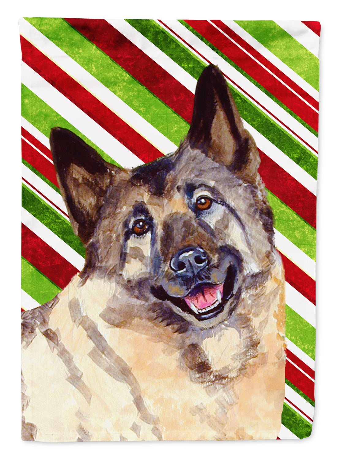 Norwegian Elkhound Candy Cane Holiday Christmas  Flag Canvas House Size  the-store.com.