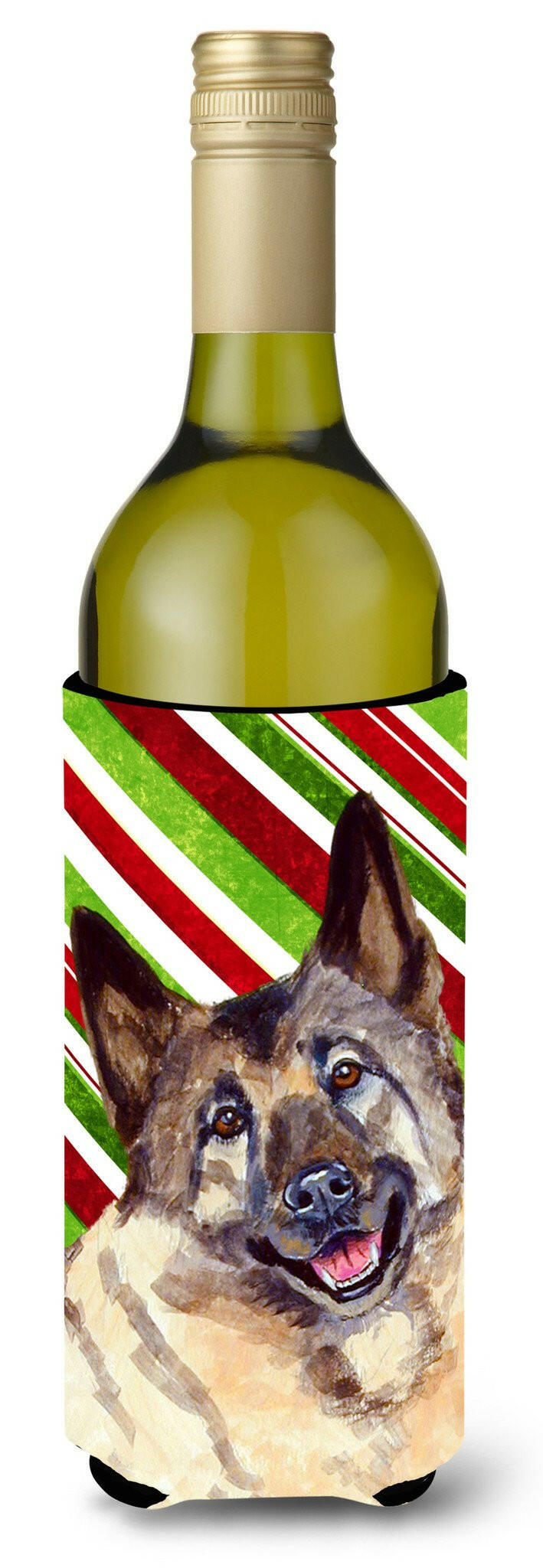Norwegian Elkhound Candy Cane Holiday Christmas Wine Bottle Beverage Insulator Beverage Insulator Hugger by Caroline&#39;s Treasures