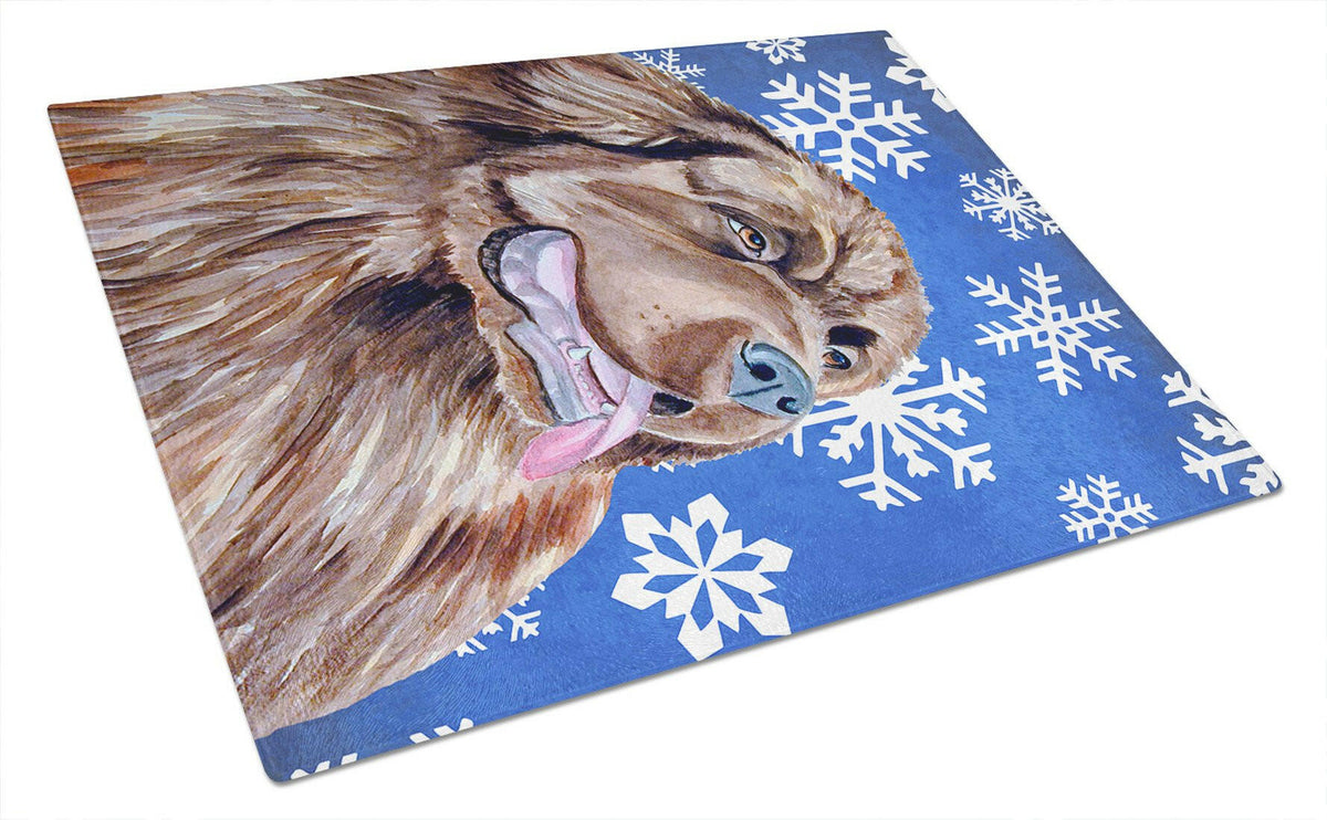 Newfoundland Winter Snowflakes Holiday Glass Cutting Board Large by Caroline&#39;s Treasures