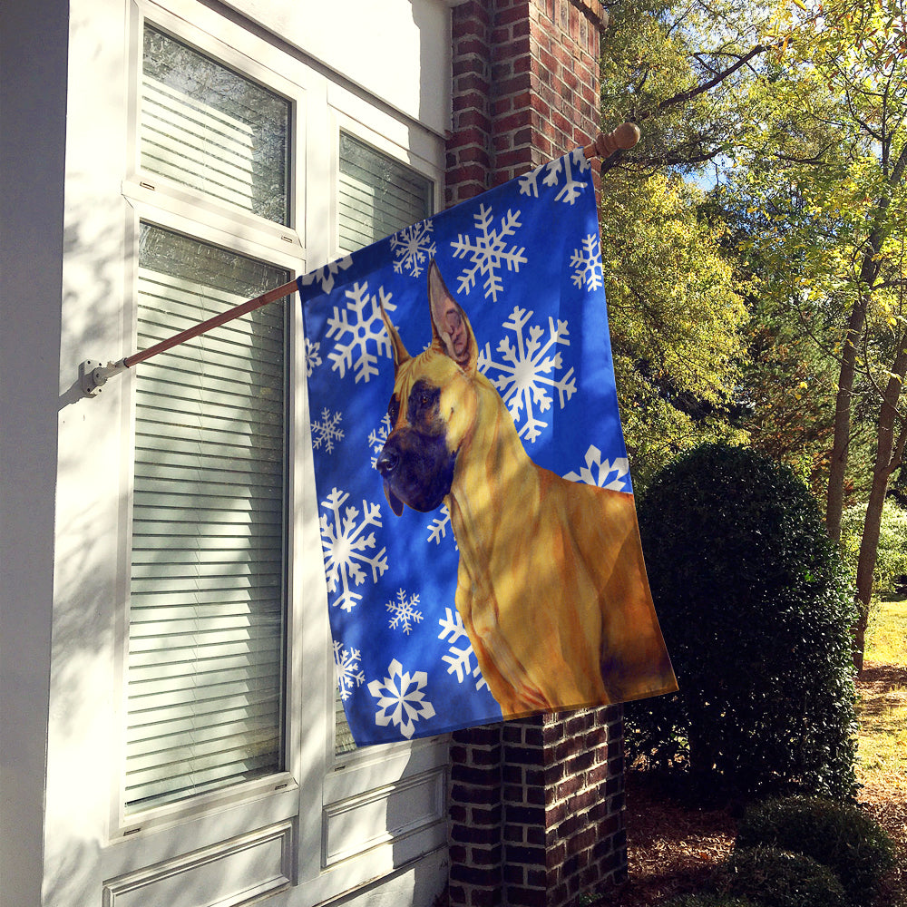 Great Dane Winter Snowflakes Holiday Flag Canvas House Size