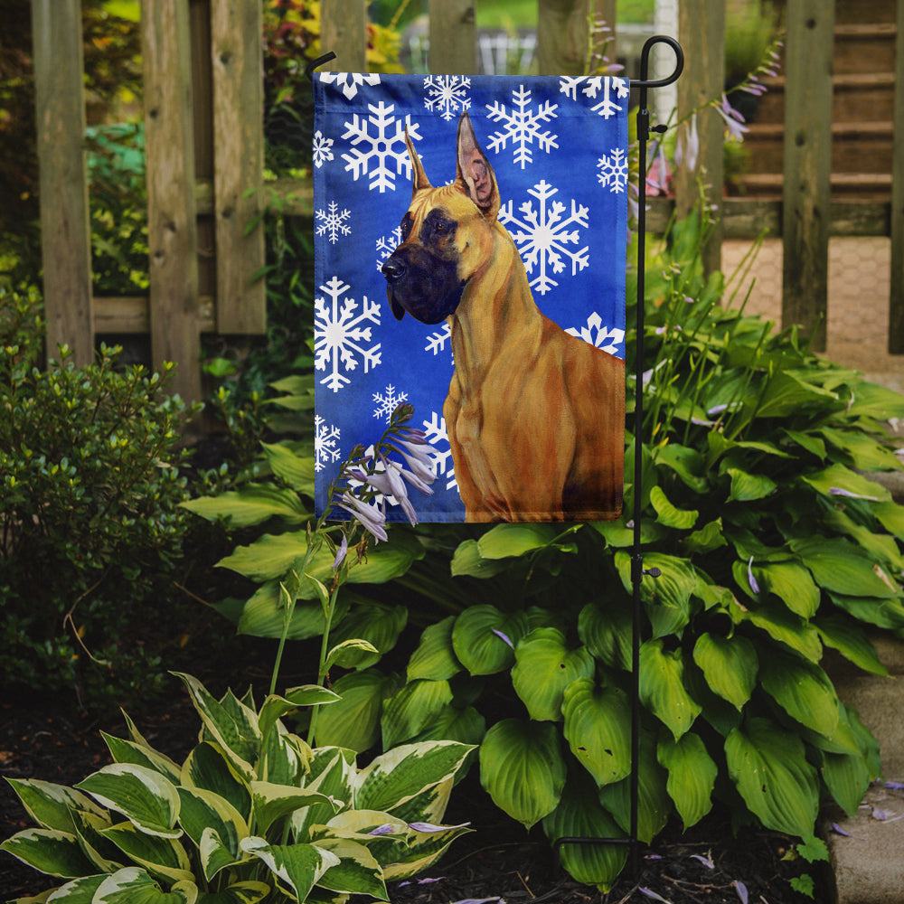 Great Dane Winter Snowflakes Holiday Flag Garden Size.