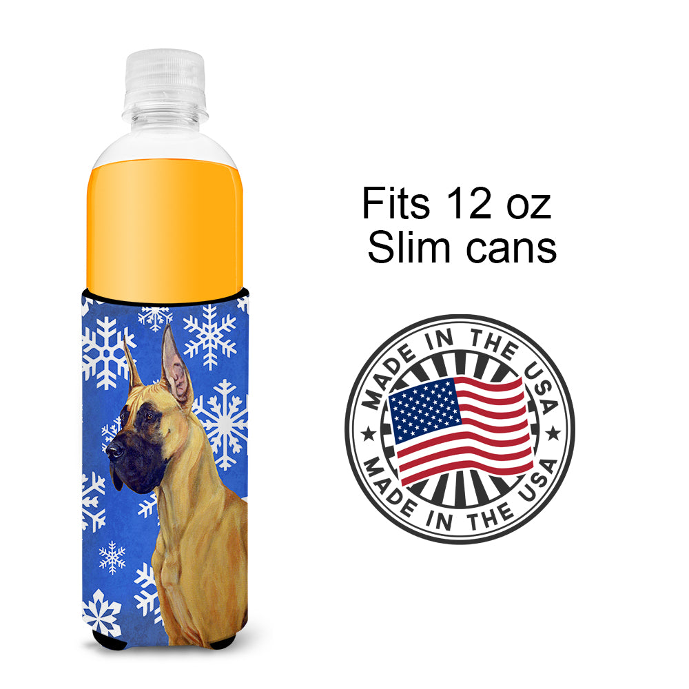 Great Dane Winter Snowflakes Holiday Ultra Beverage Insulators for slim cans LH9265MUK