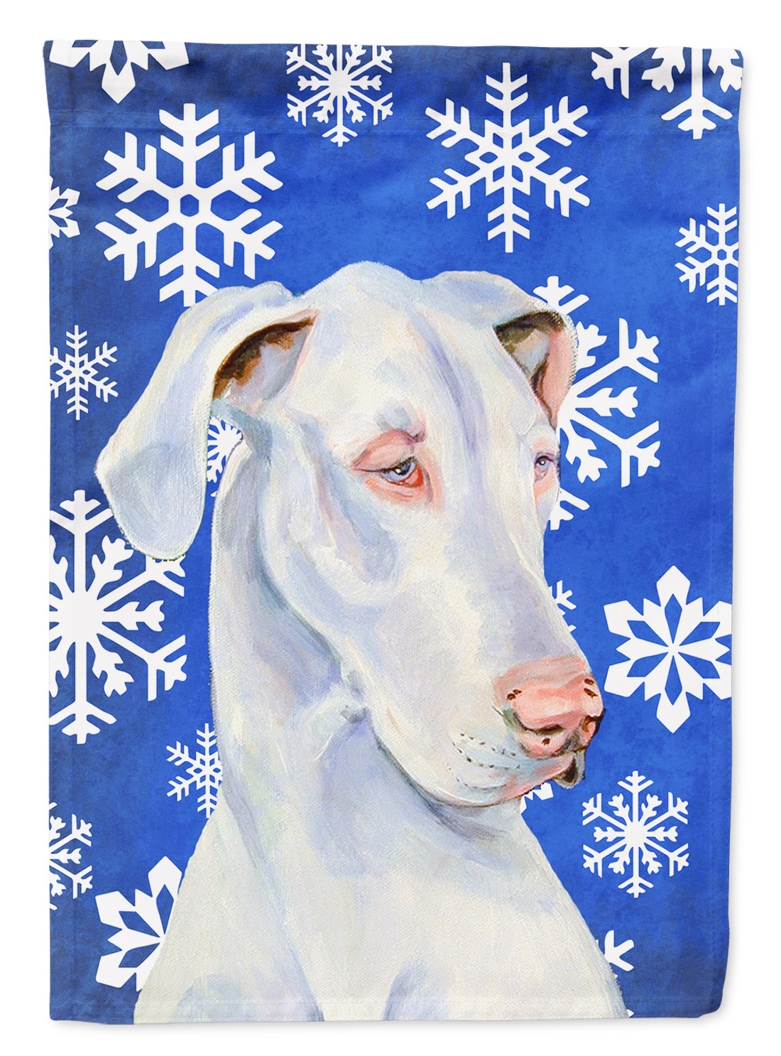 Great Dane Winter Snowflakes Holiday Flag Canvas House Size