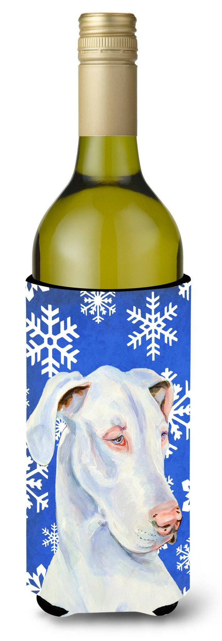 Great Dane Winter Snowflakes Holiday Wine Bottle Beverage Insulator Beverage Insulator Hugger LH9266LITERK by Caroline&#39;s Treasures