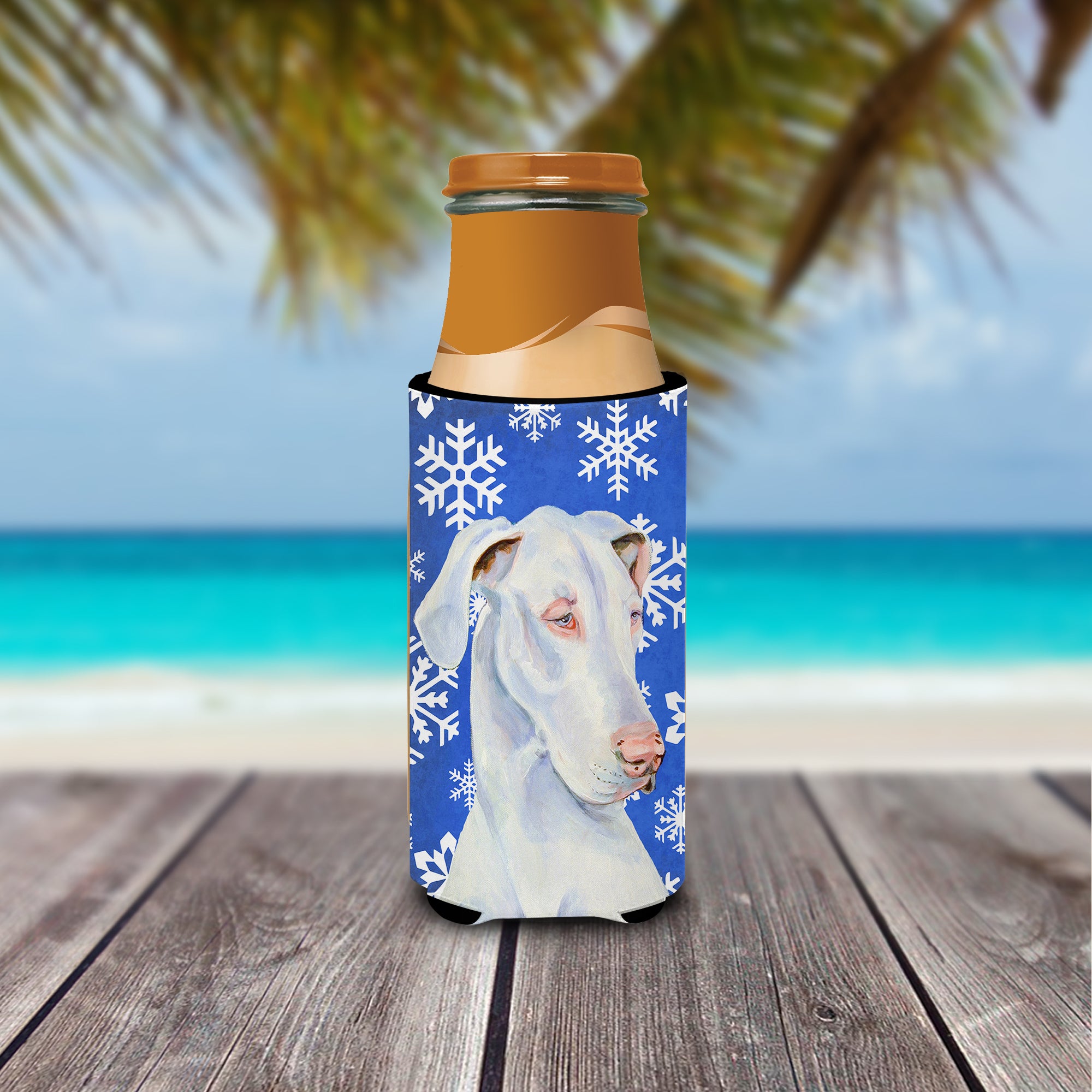 Great Dane Winter Snowflakes Holiday Ultra Beverage Insulators for slim cans LH9266MUK