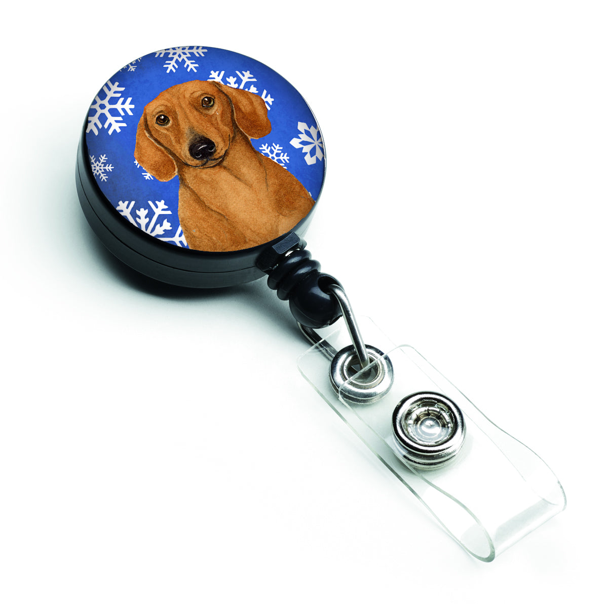 Dachshund Winter Snowflakes Holiday Retractable Badge Reel LH9267BR