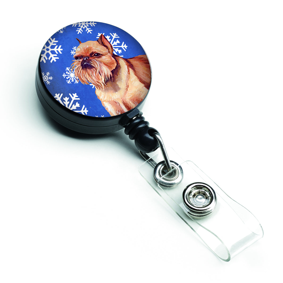 Brussels Griffon Winter Snowflakes Holiday Retractable Badge Reel LH9269BR