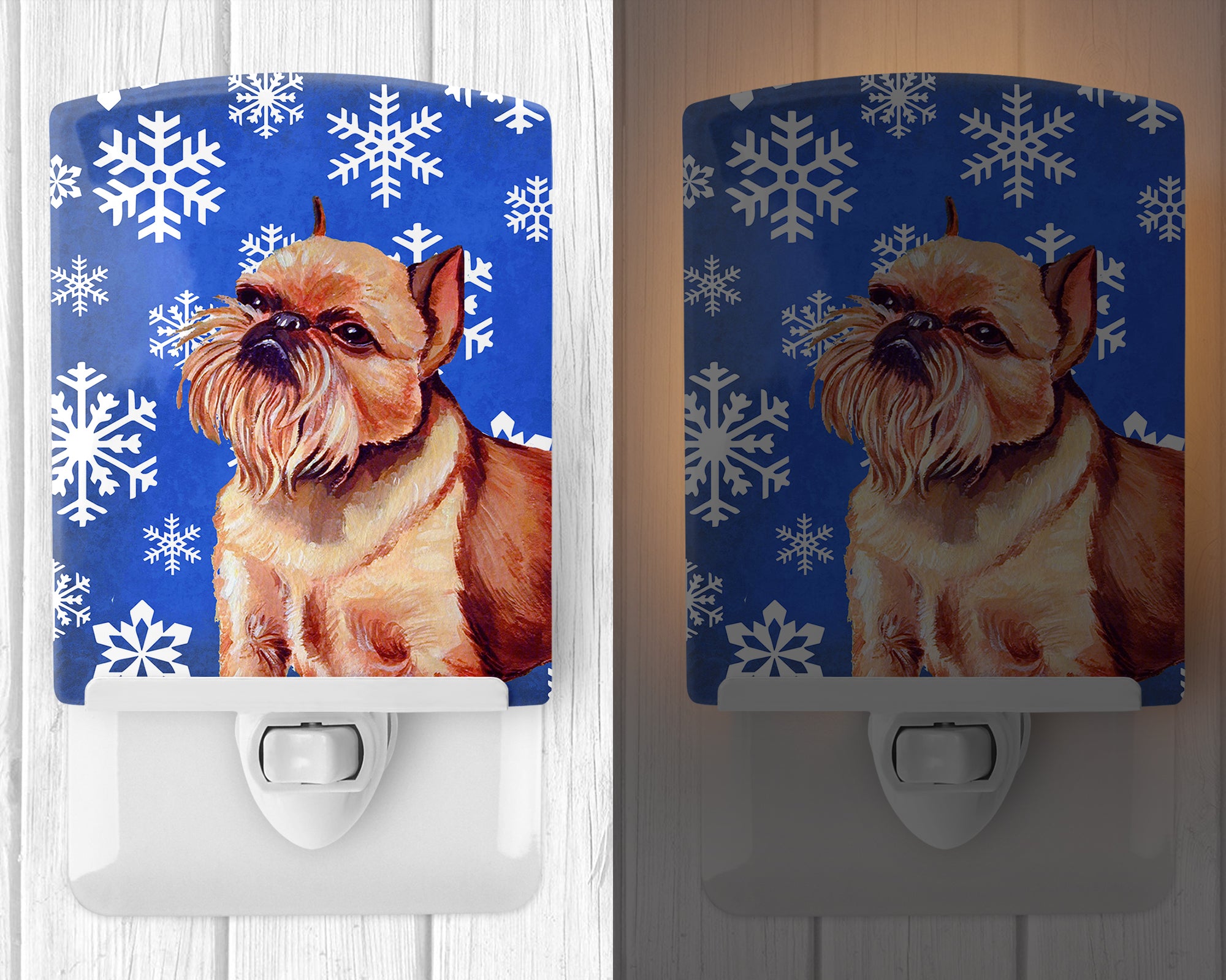 Brussels Griffon Winter Snowflakes Holiday Ceramic Night Light LH9269CNL - the-store.com