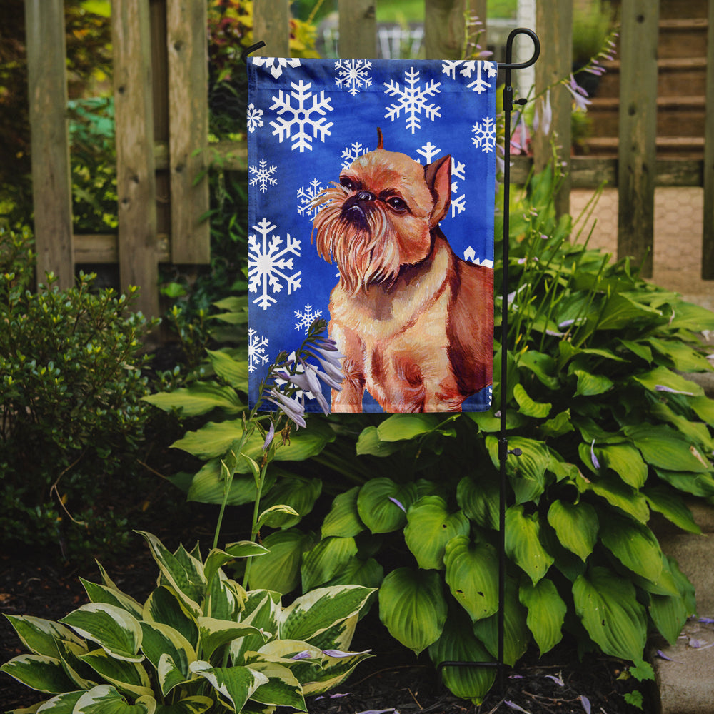 Brussels Griffon Winter Snowflakes Holiday Flag Garden Size.