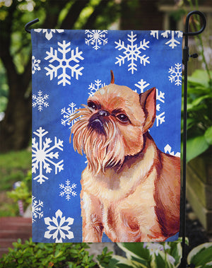 Brussels Griffon Winter Snowflakes Holiday Flag Garden Size