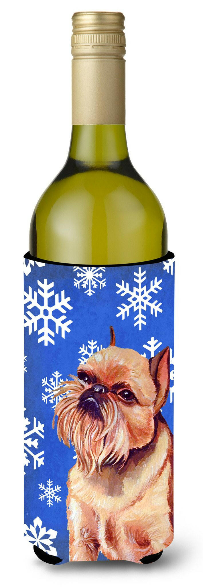 Brussels Griffon Winter Snowflakes Holiday Wine Bottle Beverage Insulator Beverage Insulator Hugger by Caroline&#39;s Treasures