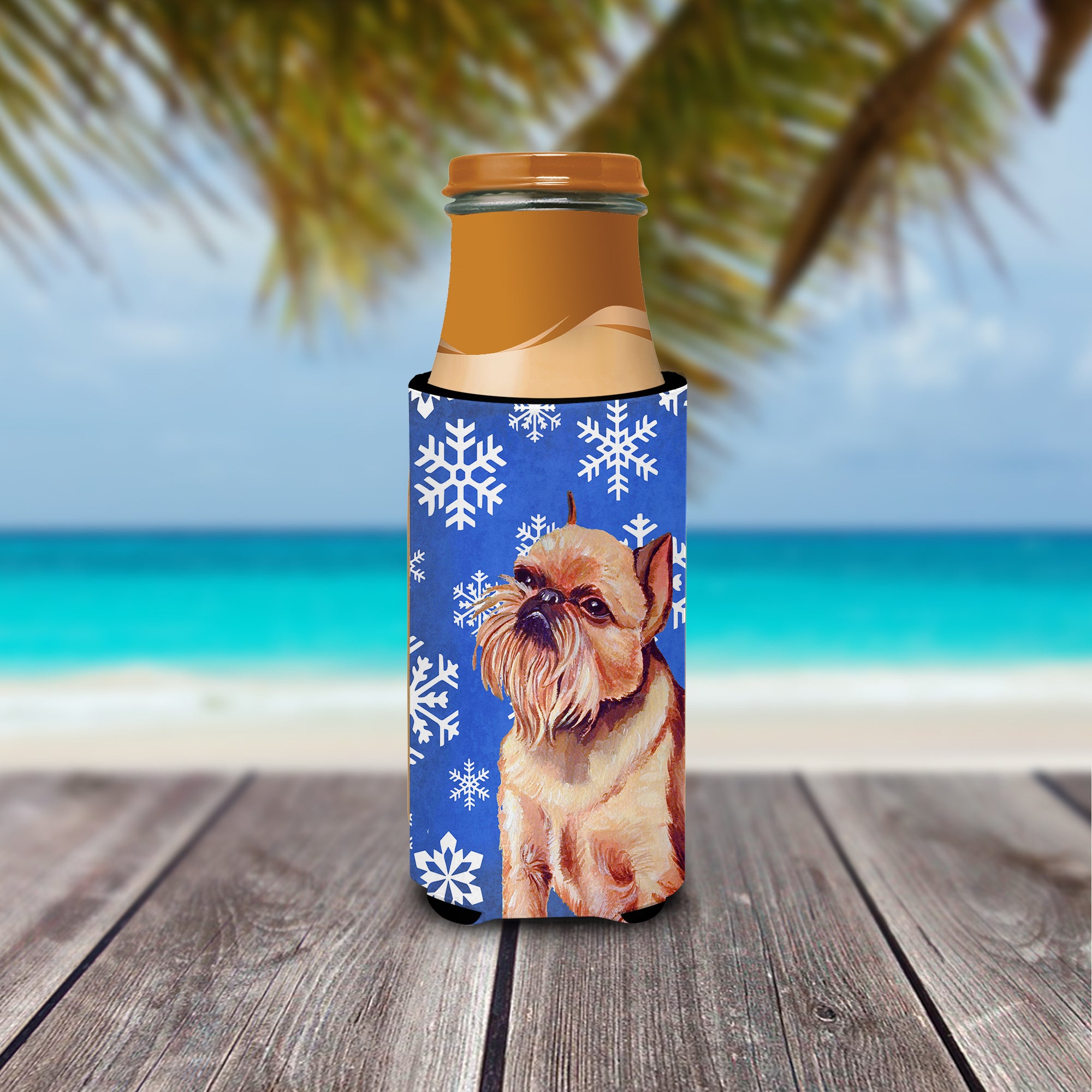 Brussels Griffon Winter Snowflakes Holiday Ultra Beverage Insulators for slim cans LH9269MUK.