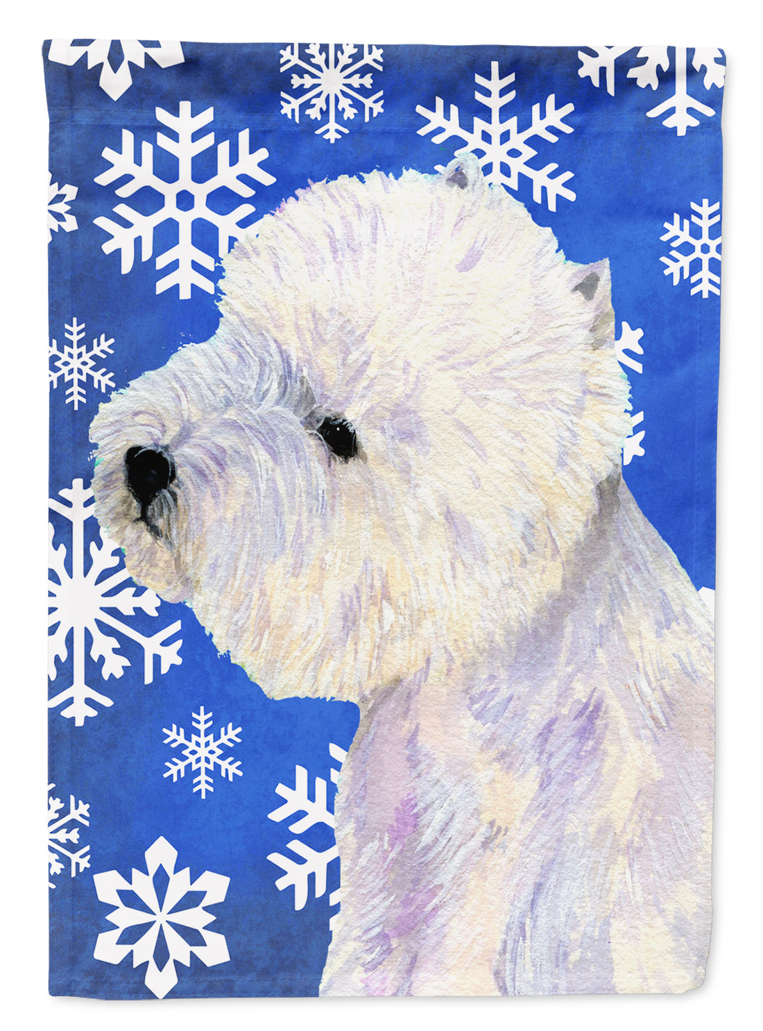 Westie Winter Snowflakes Holiday Flag Canvas House Size  the-store.com.
