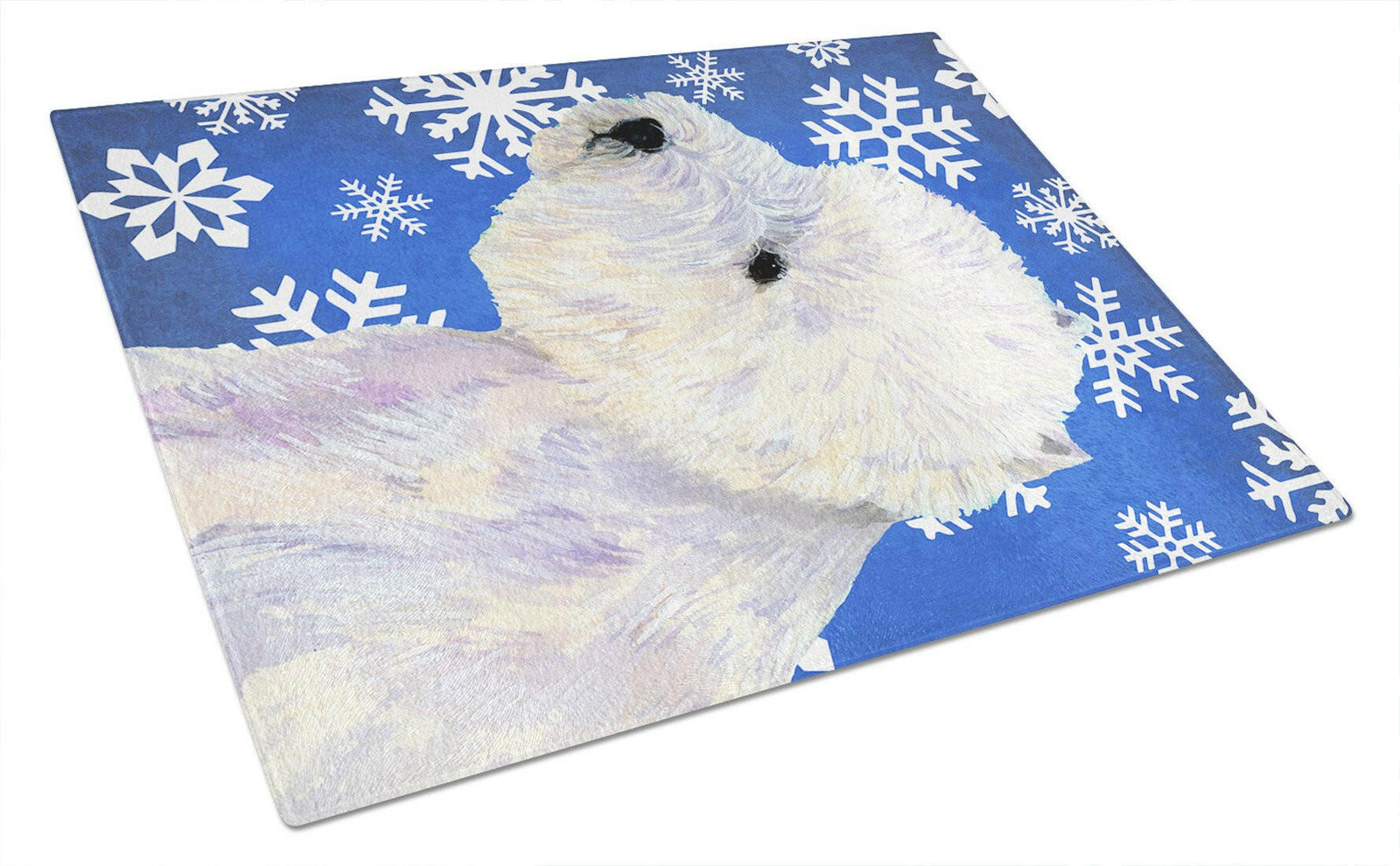 Westie Winter Snowflakes Holiday Glass Cutting Board Large by Caroline's Treasures