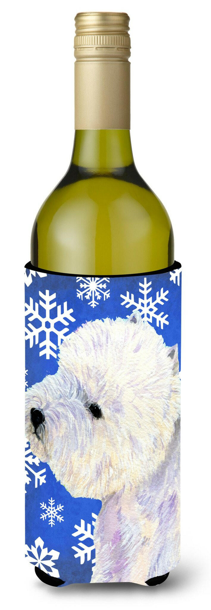 Westie Winter Snowflakes Holiday Wine Bottle Beverage Insulator Beverage Insulator Hugger by Caroline&#39;s Treasures