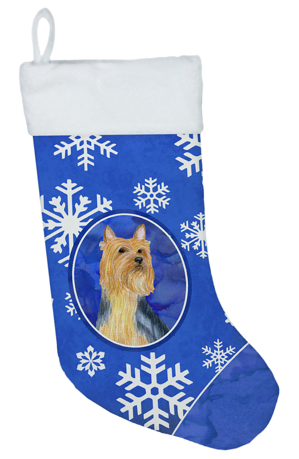 Silky Terrier Winter Snowflakes Snowflakes Holiday Christmas  Stocking LH9271  the-store.com.