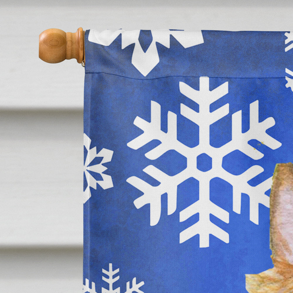 Silky Terrier Winter Snowflakes Holiday Flag Canvas House Size  the-store.com.