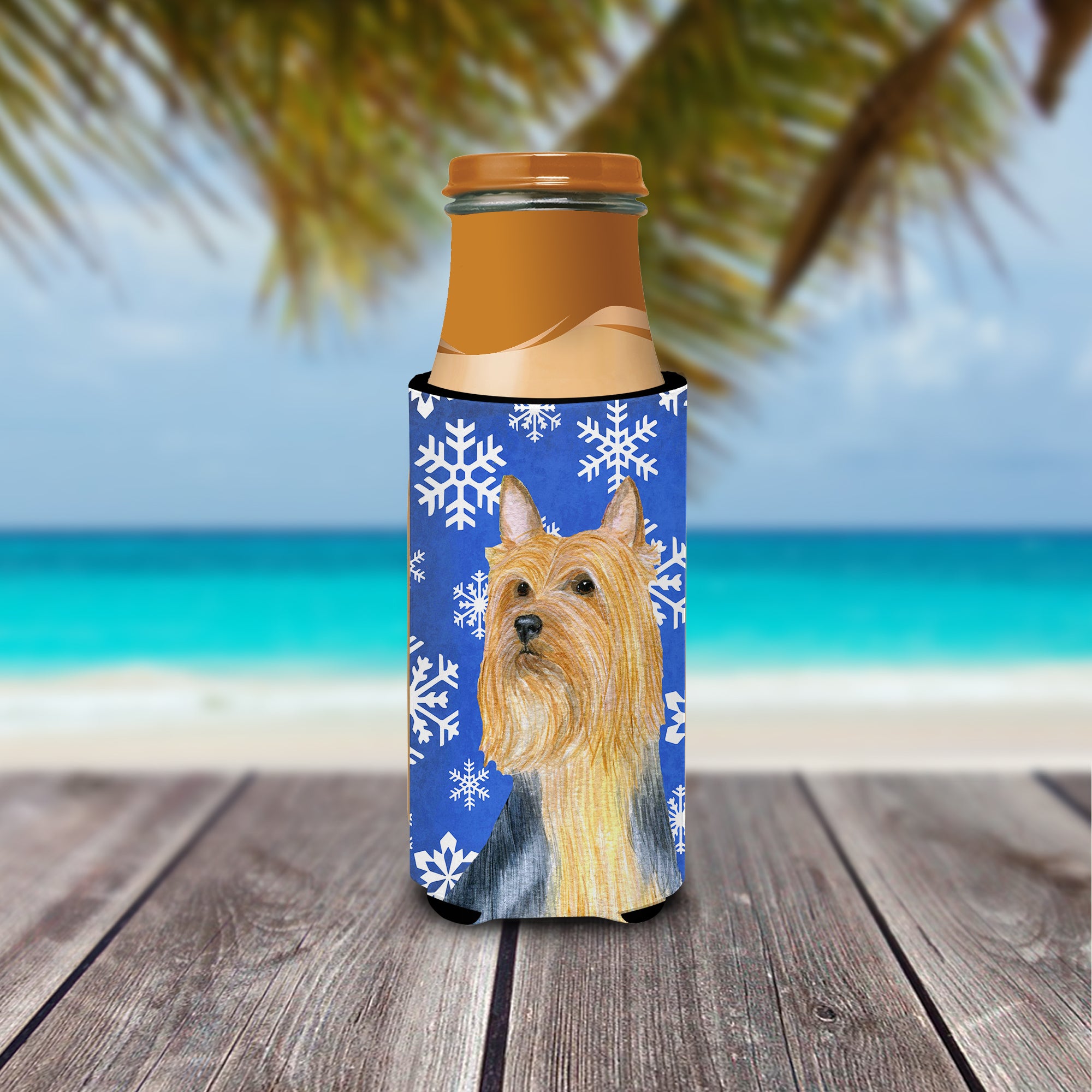 Silky Terrier Winter Snowflakes Holiday Ultra Beverage Insulators for slim cans LH9271MUK