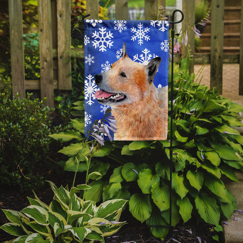Australian Cattle Dog Winter Snowflakes Holiday Flag Garden Size